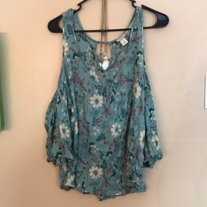 Floral cold shoulder top